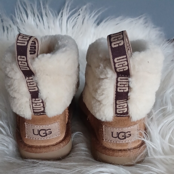 Toddler UGG Sheepskin Boots with Cream and Brown Accents